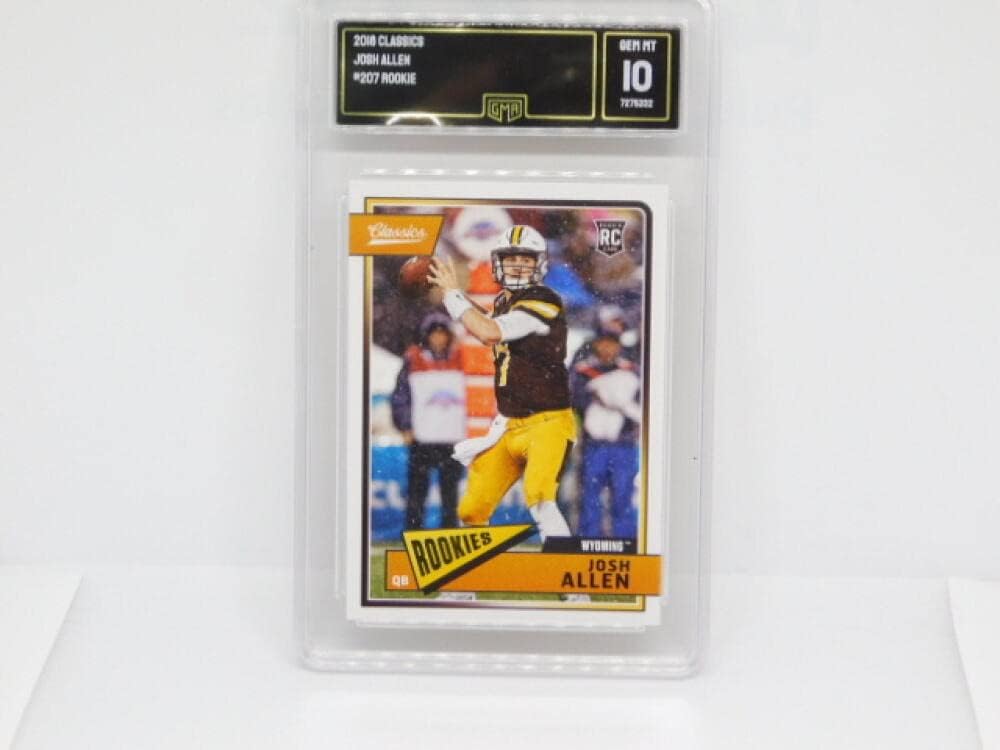 2018 Panini Classics Football #207 Josh Allen SP RC Rookie Wyoming Cowboys Buffalo Bills Graded GEM MINT GMA 10 Official NCAA Trading Card by Panini America