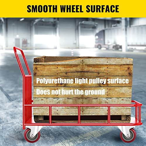 Image of VEVOR Scaffolding Wheels 8 inch, Scaffold Wheels Set of 4, Heavy Duty Locking Casters 3200LBS Capacity, Locking Stem Casters with Brake, Red Polyurethane - Replacement for Scaffold, Shelves