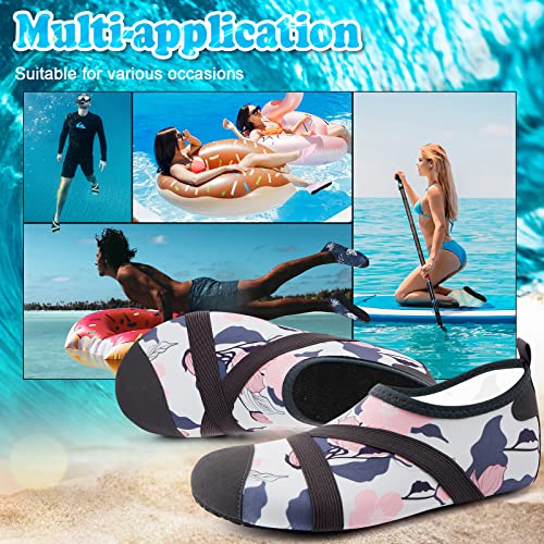 VIFUUR Womens Mens Water Shoes Barefoot Quick Dry Aqua Socks for Beach Swim Yoga Outdoor Sports Gray Leaves-36/37 — view 6