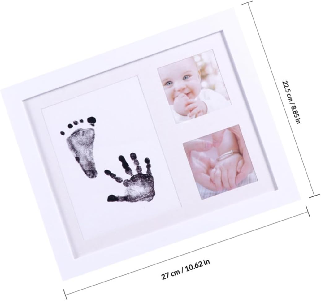 Handprint and Footprint Photo Frame for Newborns, Innovative Growth Record Frame with White Pp Plastic, Nursery Décor for First Year Memories