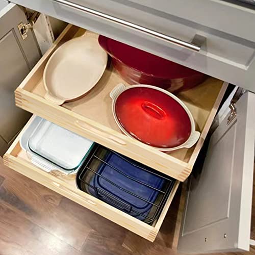 Pull Out Cabinet Organizer, Soft Close Slide Out Wood Drawer Storage Shelves，14 "W X 21 "D Width Pull Out Drawer Organizer，Wood Pull Out Shelves For Base Cabinet Organization In Kitchen, Pantry #TOP6