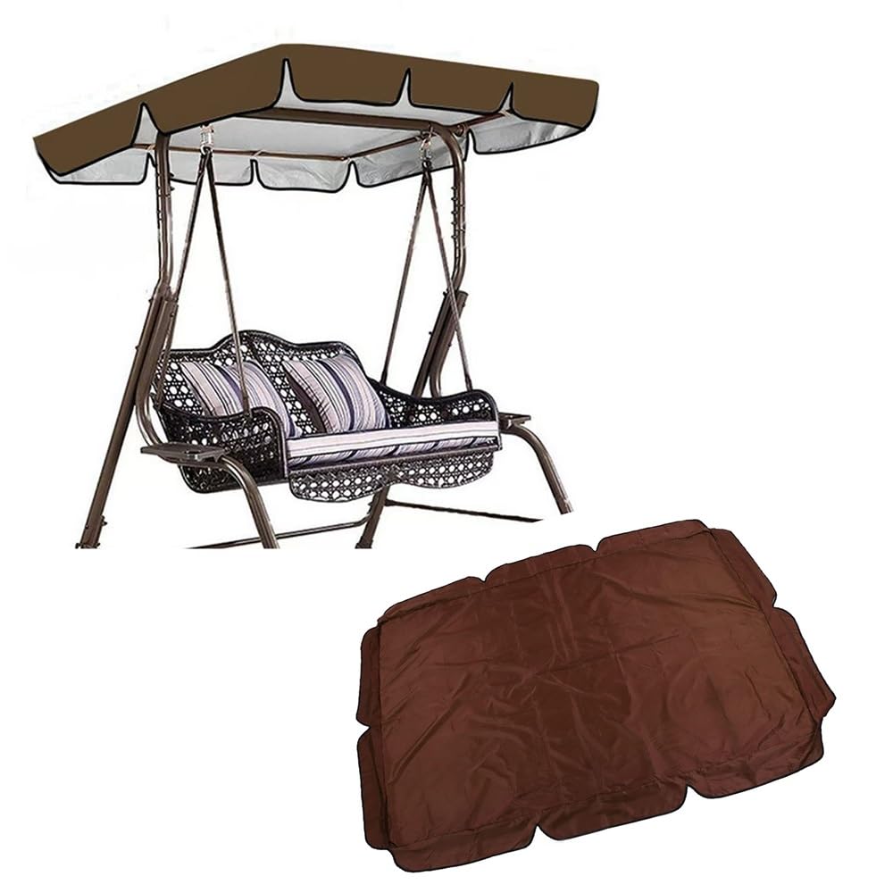 2 3 Posti Tetto di Ricambio per Altalena da Giardino Copertura di Ricambio per Dondolo Hollywood Tettuccio per Dondolo Impermeabile Tettuccio in Oxford(Brown,65x45in/164x114cm)