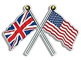 JR Studio 3x5 inch USA and UK Flags on Poles Sticker - American British Patriot Union Jack Vinyl...