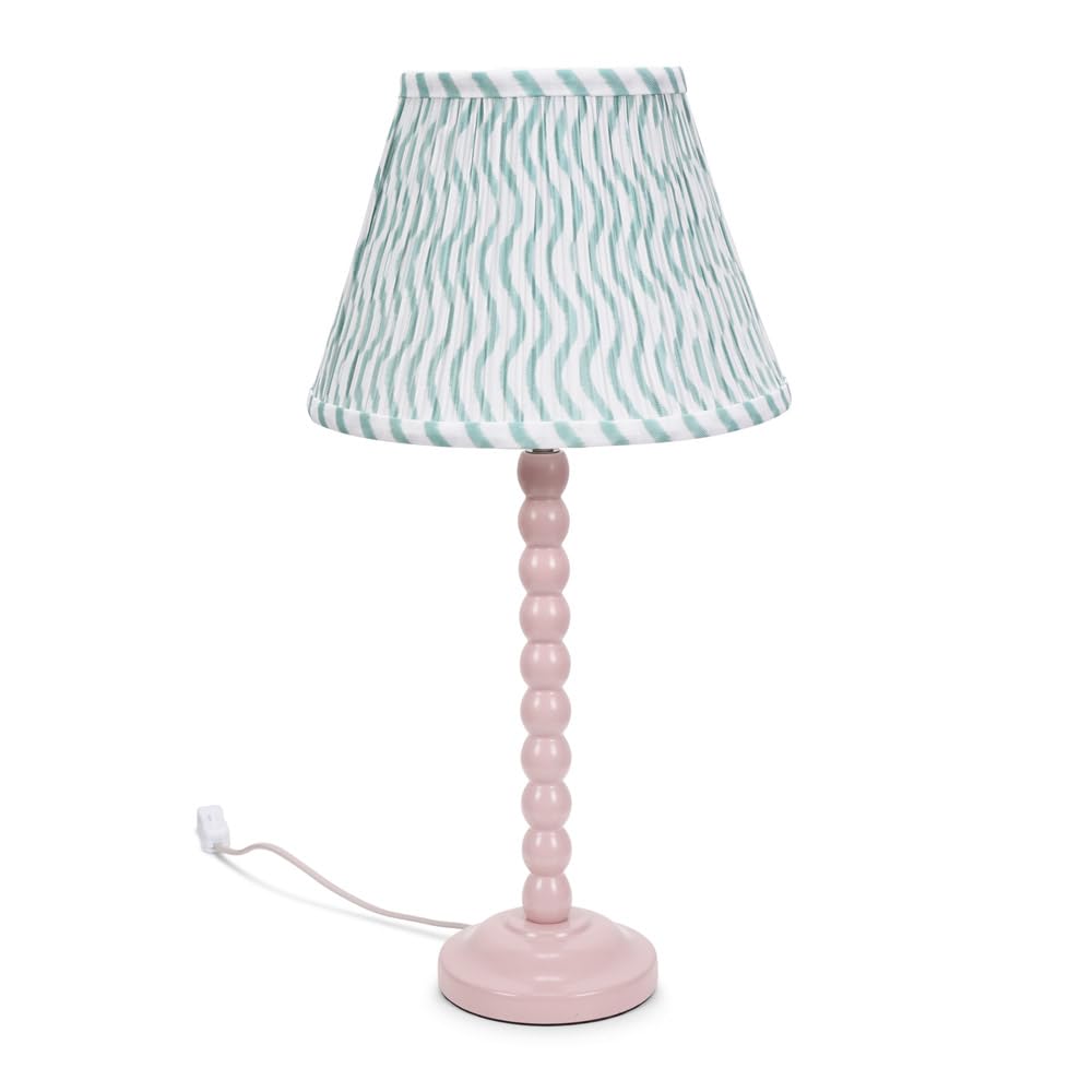 Valuelights Green | Rose Pink Bobbin Stem Table Lamp With Arrow Pleated Shade | Home Décor, Bedside & Desk Lamp