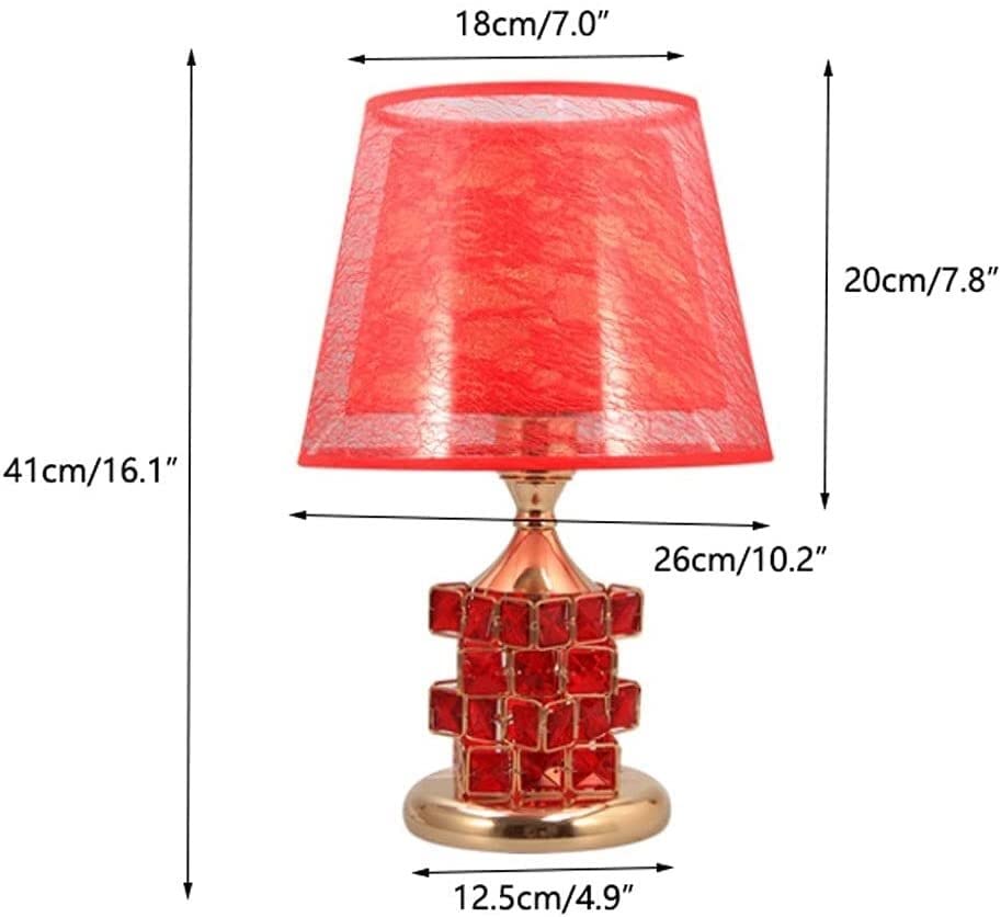 Lampka nocna Lampa Stołowa Z USB Kryształowa Lampka Nocna LED Lampa Biurkowa Do Sypialni Salon Lampka Nocna Do Pokoju Weselnego PVC E27 lampa stołowa (Color : A-Red, Size : Remote switch)