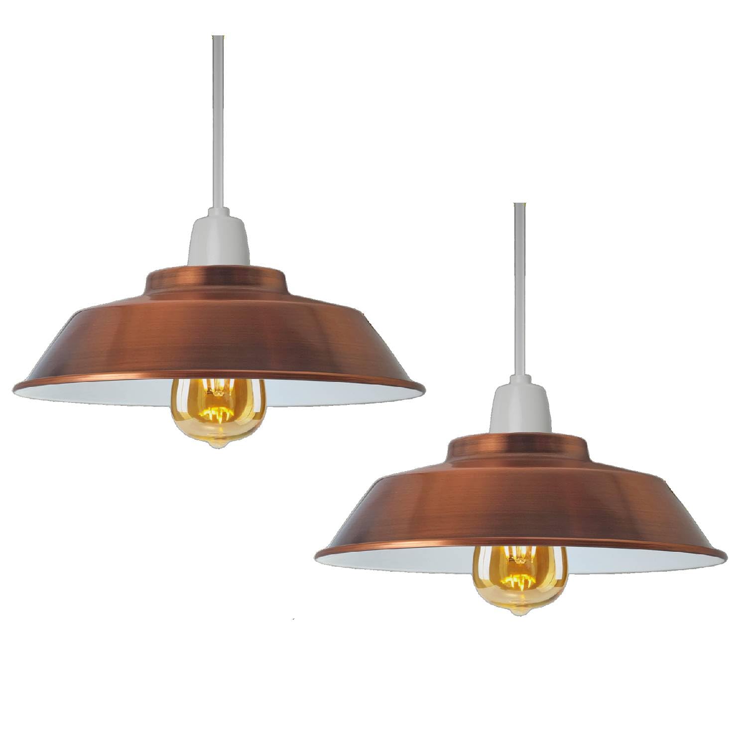 LEDSone 2 Pack Copper Light Shade Ceiling Metal Lamp Shade 22cm Easy Fit Light Pendant Modern Indoor Lighting Shade for Bedroom Hallway Industrial Replacement Hanging Light Shade Ceiling Pendant