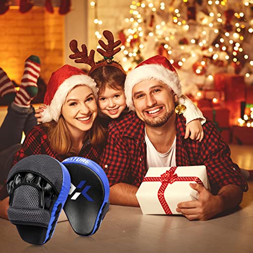Pratzen Boxen mit hochwertiger Polsterung - 1 Paar Kickboxen Boxpratzen für optimale Schlagdämpfung,Trainerpratzen Boxing Pad für Männer Frauen,Schlagkissen für Karate MMA Taekwondo Muay Thai-Blau