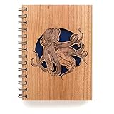 Octopus Laser Cut Wood Journal (Notebook/Birthday Gift/Gratitude Journal/Handmade/Christmas Gift)