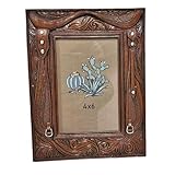 The Bridge Collection Rustic Western 4x6 Photo Frame - Rustic Saddle and Tooled Leather Design - Cowboy Themed Picture Frame for Farmhouse and Ranch Decor