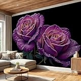 Décoration murale réaliste：Grâce à la technologie d’impression 3D de dernière génération, ce papier peint photo reproduit des images nettes et réalistes. Le motif Gros plan d'une fleurenrichit votre espace avec une touche artistique unique, tandis que le design Roses avec des gouttelettes d'eau sublime vos murs par son effet moderne et sophistiqué.