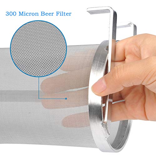 OFNMY 10 x 4 inches Hop Spider 300 Micron Stainless Steel Hop Filter Strainer for Home Beer Brewing Kettle