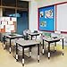 Romig 18.5 x 26 in Rectangle Height Adjustable Classroom School Desk with Book Storage- Maple