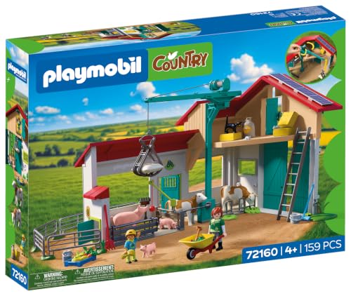 Playmobil | Country | Grande Ferme | Set de Jeu avec Grue de Chargement, étables, Nombreux Animaux et Beaucoup d’Accessoires | pour Les Enfants à partir de 4 Ans | 72160