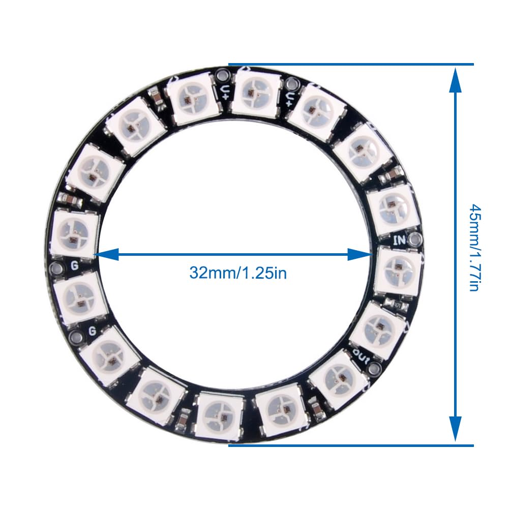 16bit WS2812B 5050 RGB LED Ring RGB LED + Integrated Drivers 45mm for Arduino 16bit WS2812B 5050 RGB LED Ring RGB LED + Integrated Drivers 45mm for Arduino