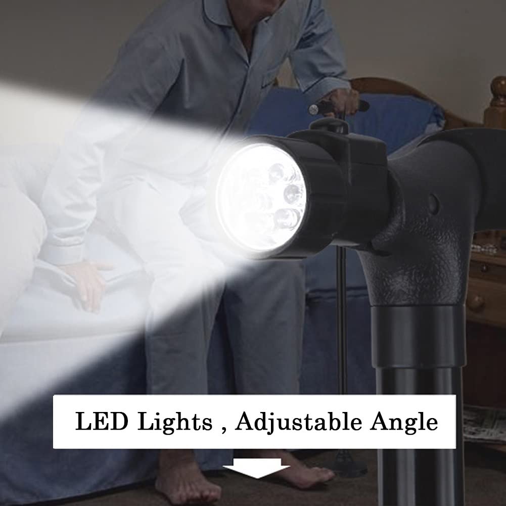NGD Bastón Cuadrípode de Aluminio para Adultos-Regulables en Altura,Muletas Ortopédicas Ligero Plegables con Luz LED y Agarres Ergonómicos,Agarre Cómodo,Soporta hasta 100kg (Color : Pink)