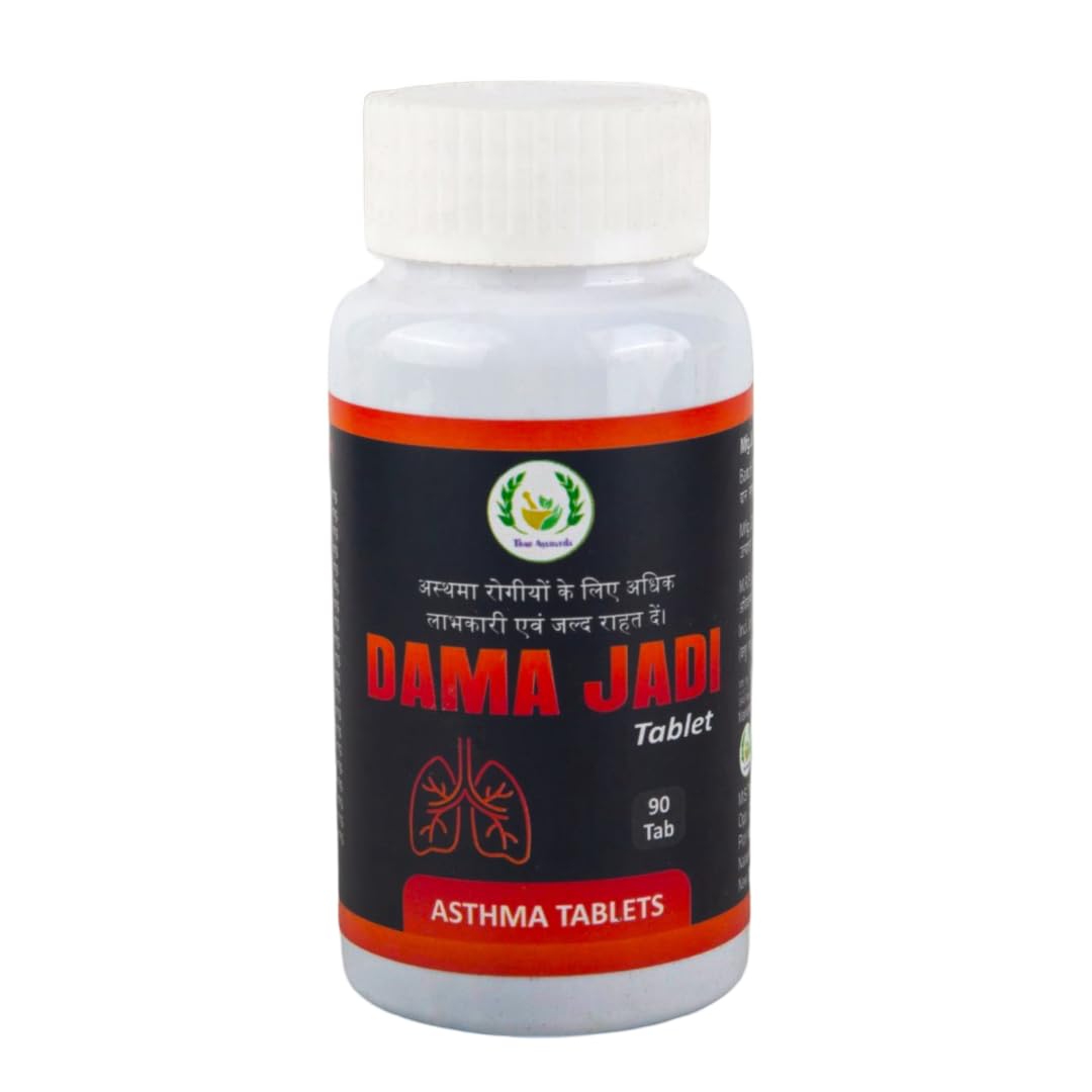 Thar Ayurveda Dama Jadi For Asthma & Respiratory Wellness | Enriched with Herbal Ingredients Like Tulsi & Vasa | Helps Soothe Cough & Breathlessness | 90 Ayurvedic Tablets-image-47