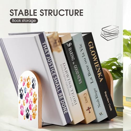 Sujetalibros de madera con huellas de perro para estanterías infantiles y organizadores de mesa 8