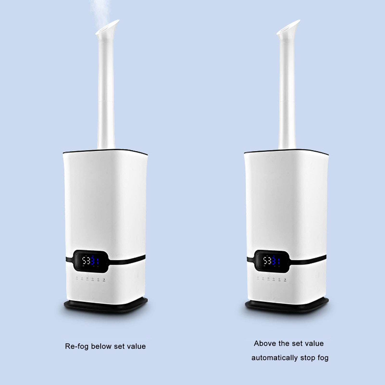 SIXRUN Umidificatore Grande da 16 Litri, Umidificatore Industriale Serbatoio 'Acqua da 16 Litri 3 Piastre di Atomizzazione Umidificatore a Ultrasuoni con Temporizzazione Intelligente