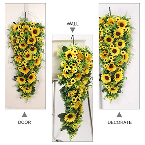 VALICLUD Dos Ganhos de Girassol Artificial Girassol Porta Grinalda Grinalda Floral Primavera Verão G