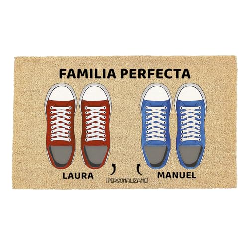 LUCA HOME - Felpudo Personalizado Entrada casa | Personalizalo con tu Pareja, Amigos, Mascotas o Hijos | Felpudo Original de Coco Personalizable 33x60cm (2 Nombres)