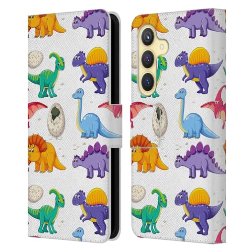 Carcasa de cuero Samsung Galaxy S24 5G protectora con tapa libro de dinosaurios