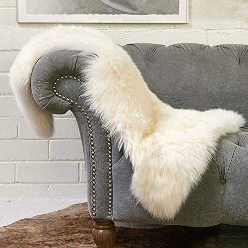 Sheepskin Single Pelt Genuine Nursery Sheep Skin Fur Rug 2 X 3 White Luxury Fluffy Bedroom Area Rug (24Inch X 36Inch, 60.96Cm X 91.44Cm) #TOP4