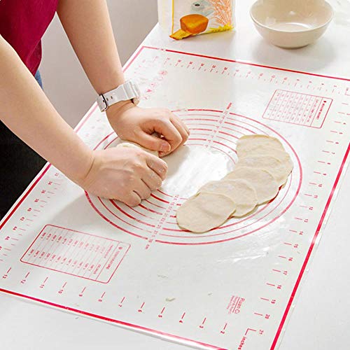 Preisvergleich Produktbild Silikon Backmatten Blatt Pizzateig Antihaft-Maker Halter Gebäck Küchenhelfer Kochutensilien Utensilien Backformen Zubehör, Rot 60x40cm