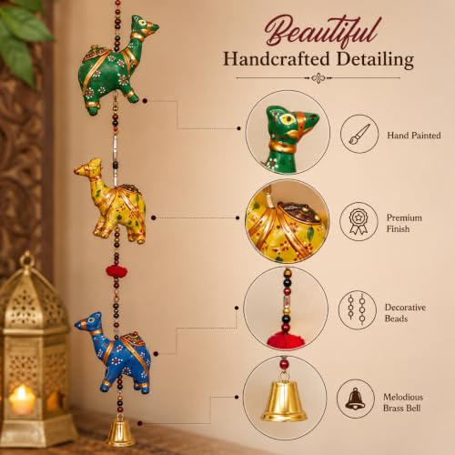 Image of Bindian Toran for Main Door, Decorative Door Thoranam Hanging, Diwali Decoration for Home Entrance, Wall Decor Hanging Ornament, Traditional Festive Welcome Decor for House, Pooja (Camel Pack of 2)