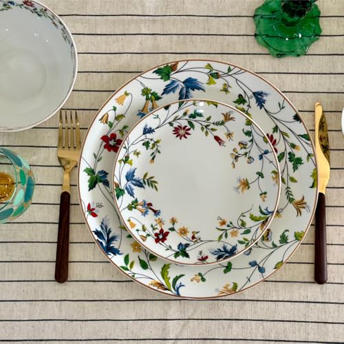 Image of GOLDEN QUEEN'S 18 Piece Dinner Set - Serving 6 | Perfect for Hosting and Daily Meals | Microwave Safe | Includes 6 Dinner Plates, 6 Small Bowls & 6 Side Plates - Summer Florals