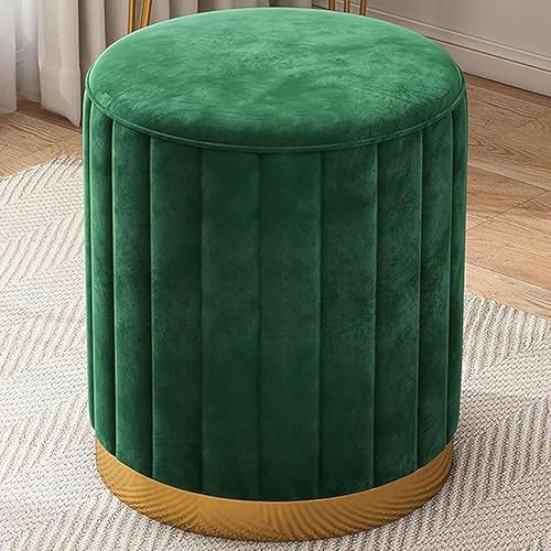 Image of Mudda Pouf Round Sitting Foot Stool for Office Room Decor, Upholstered Pouffe Puffy for Foot Rest, Ottoman Stool for Living Room Sitting Pouffes - (Green Set of 2)