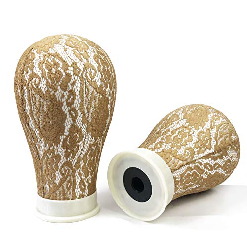 2 Packed 22 inch Lace wig Head, Mannequin Head for Wig Making Display Styling with Mount Hole, Styrofoam Manikin Head for Display Hair, Hats, Hairpieces And Hair ornaments (Coffee)