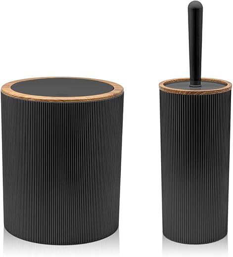 Inbagno Set da 2 Pezzi Porta scopino e Pattumiera 5lt, in plastica...