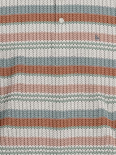 Image of BULLMER Striped Textured Printed Polo Neck Fullsleeve T-Shirt with Rib for Men