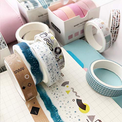YUBBAEX Conjunto de 5 Rolos de Fita Washi, Fitas Decorativas Básicas Criativas para Mascaramento Fin
