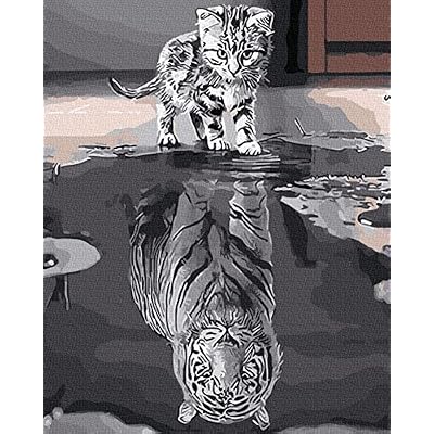 Appash Paint by Numbers DIY Acrylic Oil Painting Kits for Adults Beginners 16x20 Inch, Wall Artwork Hand Painting on Canvas with Brushes[Baby Tiger]