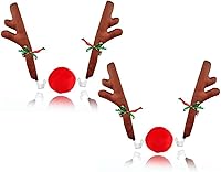 Vista 9 de ZONETECH Juego de cuernos de reno y nariz de automóvil de Navidad, accesorio de Rudolph con cascabel, decoración de disfraz automotriz