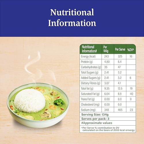 Image of Daawat Thai Green Curry Rice Kit | Ready-to-Cook Meal with Thai Jasmine Rice, Authentic Green Curry Sauce made with Coconut Milk & Spices | Cook in 3 Easy Steps | Serves 3 | Ready in 20 Minutes | 401g