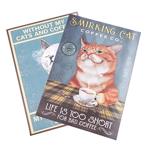 IMIKEYA 2 Stück Katze Blechschilder Vintage Metallschild Dekoschild Retro Katze Poster Geschenke für Katze Liebhaber Zuhause Küche Wohnzimmer Badezimmer Wanddekoration Cover