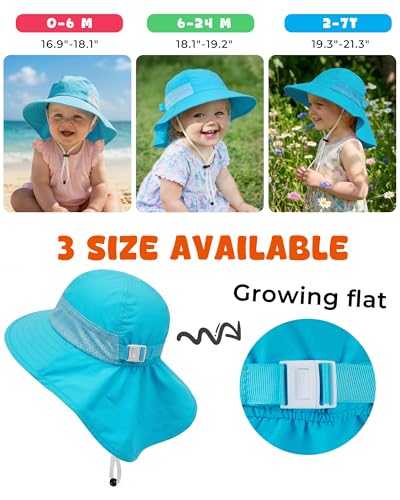 Image of Toddler Baby Sun Hat Kids Summer Beach Essentials Adjustable Beach Hats with Bucket Wide Brim for Boys Girls Age 0-14 Years