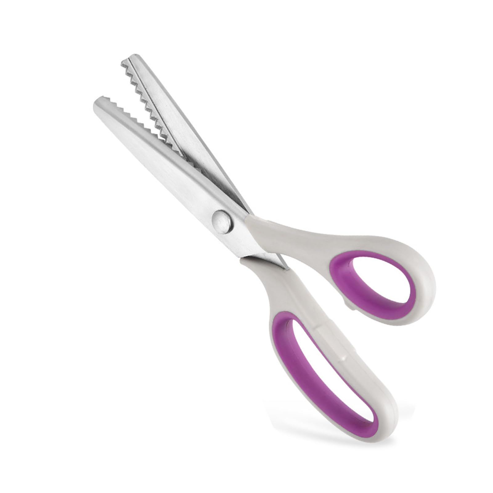 9 Inch Zig Zag Craft Scissors Decorative Edge, Pinking Shears Scissors for Fabric Cutting, Professional Dressmaking Sharp Fabric Sewing Scissors, Comfort Grips Scrapbook Scissors (Grey+Purple)
