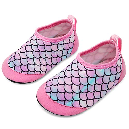JIASUQI Baby Barefoot Swim Sports Water Skin Shoes Aqua Socks for Beach Swim Pool Pink Scale 0-6 Months