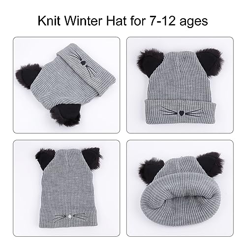 Women Girls Winter Sequin Cat Ears Hat Knitted Warm Beanie Hat Cute Ski Skull Cap Crochet Beanies4