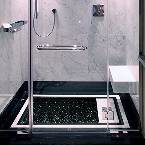 Tapis de douche antidérapant noir pour baignoire avec ventouses - 7