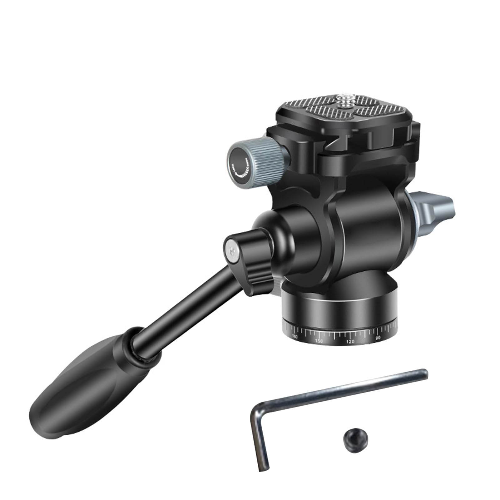 Testa per Treppiede, capacità di Carico 8 Kg Testa per Treppiede Video Idraulico per per Fotocamera in Lega di Alluminio con Manico Staccabile di Sgancio Rapido per Videocamere DSLR