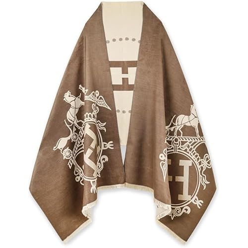 EXTREE Scarfs for Women Pashmina Silky Shawl Wrap for Evening Dressing Blanket Open Front Poncho Cape Abl-brown