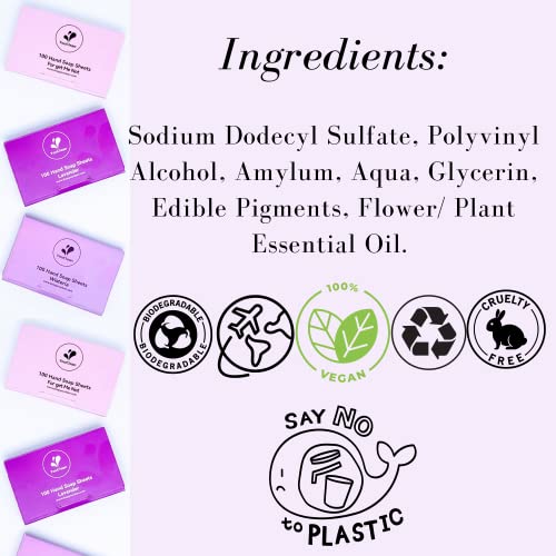 Image of 300 Travel Hand Soap Sheets - Pocket /Purse /Wallet /Backpack -Great for Outdoor Camping or Daily Use (Purple Love)