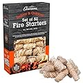 All Natural Fire Starters (50 Pack) - Unique Design Lights Quick & Easily with No Flare Up- Indoor Outdoor Use for Barbecue Charcoal Grill, Campfire, Pellet Stove, Firewood - BBQ Grilling Gift for Men