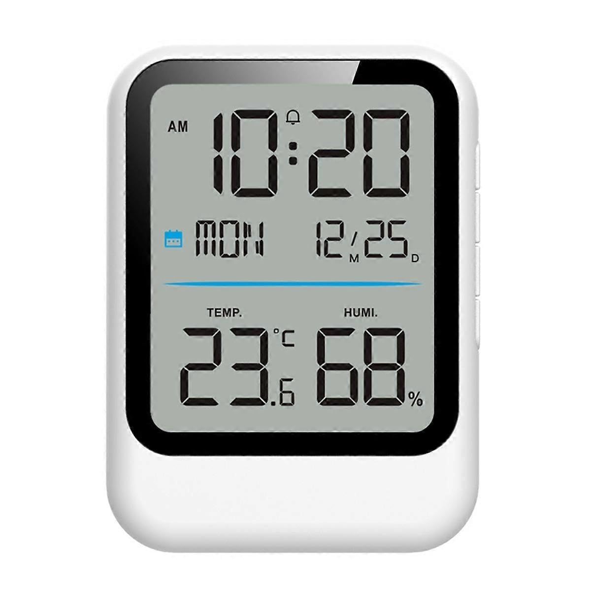 JOYHAPPST Digital Electronic Alarm Clock Temp Humidity Sensor Time/Week/Date/Temp/Humidity Display Desk Small LED Clocks White