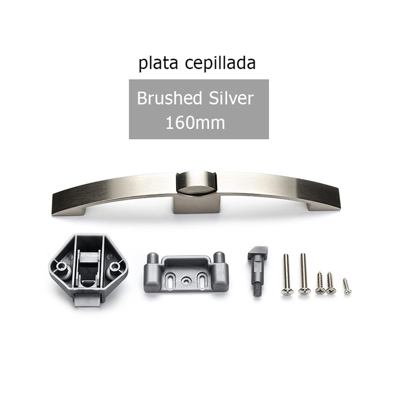 Camper Car Push Lock with Handle RV Caravan Boat Motor Home Cabinet Drawer Latch Button Locks for Furniture Handle 1Pcs (Color : Brushed Silver 160mm)