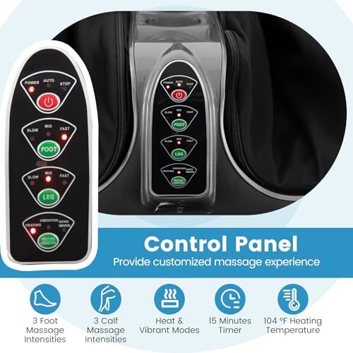 Image of Giantex Foot and Calf Massager with Heat - Shiatsu Foot Massager Machine with Vibration, Deep Kneading, 3-Level Intensity Modes, Electric Foot Massager for Tired Feet, Leg, Calf Pain Relief (Grey)